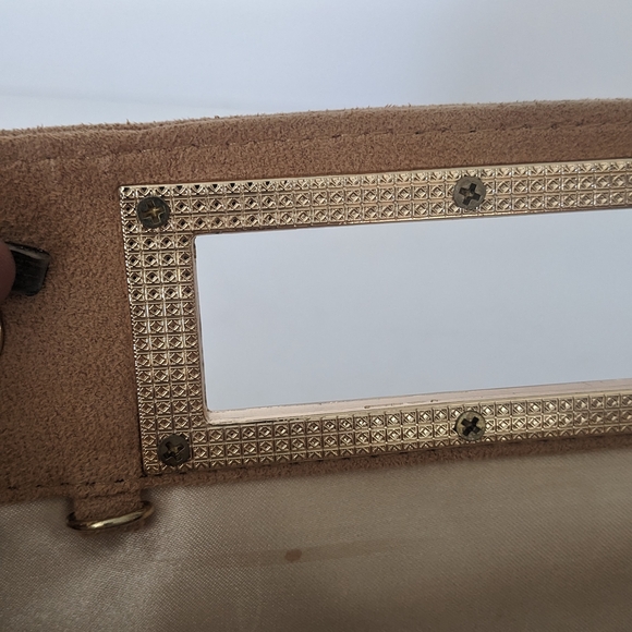 Lisi Leech Chic Tan Clutch with Gold Detailing - Picture 7 of 9